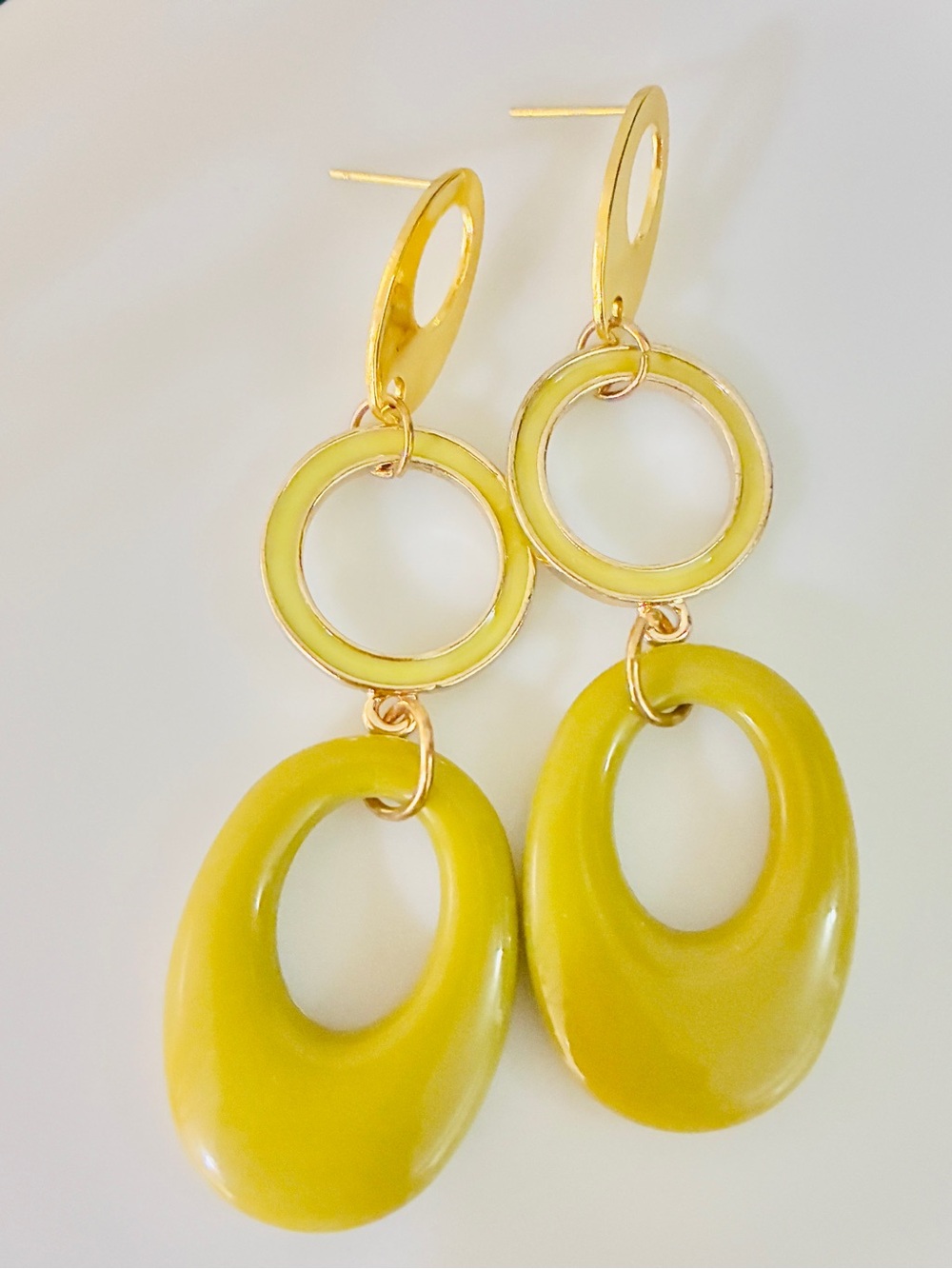 Maccha colour green yellow earrings